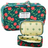 School Pencil Case Organizer Roomy Additional Pocket Cherries Green 21