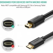 HD127 micro HDMI to HDMI 4K 60Hz 1m Black
