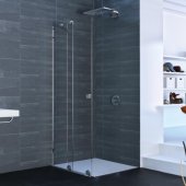 Xtensa pure 900 mm, h=2000, left, Glossy silver/ Clear glass