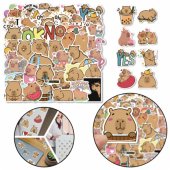 Capybara Sticker Set PET Material 6 Sheets 120pcs.