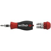 Wiha Stubby atsuktuvas 1/ 4", su antgalių dėtuve (juoda/ raudona, Stubby wit