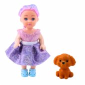 Mini lėlės suknelė, dviaukštė lova ir šuo – rinkinys
