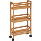 Bathroom Shelf on Wheels, 3 shelves, Bamboo