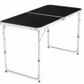 Sulankstomas reguliuojamo aukščio juodas aliumininis turistinis stalas 120x60cm