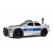 Baterijomis maitinamas policijos automobilis 1:20, su šviesomis ir garsais, sidabrinis