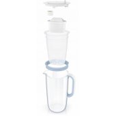 2,5 l stiklas + filtras, šviesiai mėlynas