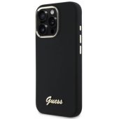 Silicone Script Metal Logo and Frame iPhone 16 Pro Max Black