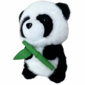 Pliušinis talismanas, mielas žaislinis pandas su bambuku, 18 cm