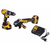DeWalt akumuliatorinis perforatorius + kampinių šlifuoklių rinkinys DCK2080P2T, 18 V (geltonas)