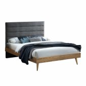 Bed ROMAN 160x200cm, grey fabric/ wood