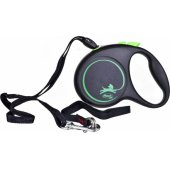 Flexi automatic leash Black Design S rope 5 m color green.