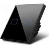 Maclean Touch light switch, double, glass, black with quadra
