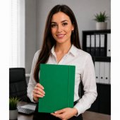 Cardboard Folder with Elastic Band, Lacquered, A4, 300 g/ m2, Green