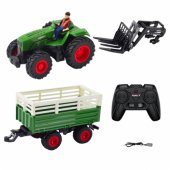 Agricultural Tractor With Trailer And Forks Remote Controlled RC 2.4G