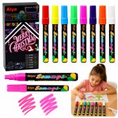 Set of Neon Liquid Markers Chisel Tip 8 pcs.