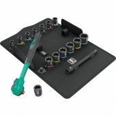 Wera 8100 SB 12 Zyklop Comfort ratchet set, 3/ 8, tool set (black/ green