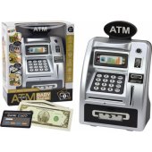 ATM Piggy Bank For Children Learning To Save Silver Black