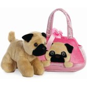 AURORA Fancy Pals plush toy pug in a bag, 20 cm