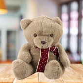Plush Mascot Cuddly Toy Big Teddy Bear With Scarf Light Brown 45cm