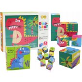 Mokomieji dėlionės kubeliai 6 viename, 6 paveikslėliai, dinozaurai, 9 vnt.