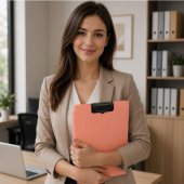Clipboard Board With Cover Metal Clip A4 Plastic Office Pink