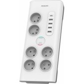 Philips SPN viršįtampių apsaugos ilgintuvas, 6 lizdai, 2 m, baltas