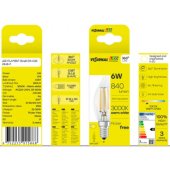 LED kaitrinė lemputė E14, C35T, 6W, 840lm, 3000K, 360°