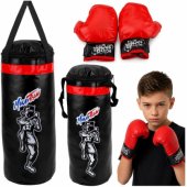 Vaikiškas bokso kriaušės treniruočių rinkinys MUAY THAI pirštinės 55x17cm M