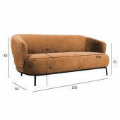 Sofa GEMALA 2,5 seater, orange