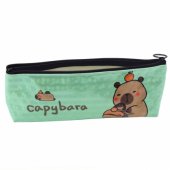 School Pencil Case Capybara Metallic Shimmering Green
