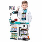 Didelis medicininis rinkinys, medicininis stalas, gydytojo šviesos, garsai, priedai, 61 vnt.