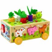 Wooden Educational Toy Happy Farm Magnetic Worm Sorter