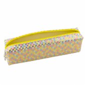 School Pencil Case Organizer Mermaid Scales Pattern Large Yellow Zippe