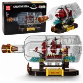 Ship in a Bottle Construction Blocks Decorative Sailing Ship Brown 885