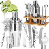 Bartender set shaker stand Springos KI0022 9 pcs silver