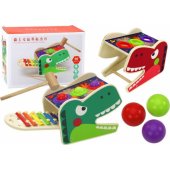 Dinosaur Cymbal Hammer 2in1 Wooden Red