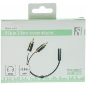 Adapteris 3,5 mm F į 2 x RCA M, 0,1 m, juodas