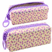School Pencil Case Organizer Mermaid Scales Pattern Large Purple Zippe