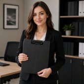 Clipboard Board With Cover Metal Clip A4 Plastic Office Black