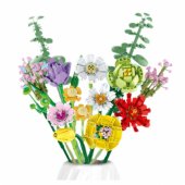 Konstrukcinės kaladėlės – dekoratyvinė spalvingų gėlių puokštė, 854 vnt.