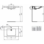 Ideal Standard Connect Freedom praustuvas, 800x555x165mm (h), p