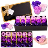 Flower Box Eternal Fragrant Roses Flowers in a Box Purple 18 pcs.