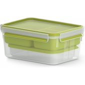 Emsa CLIP & GO XL priešpiečių dėžutė, priešpiečių dėžutė (žalia/ skaidri, su įdėklais)