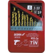 Dedra metalui skirtų grąžtų rinkinys Dedra WITS19, 19 vnt.
