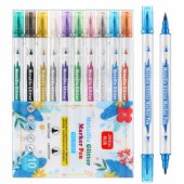 Set of Metallic Glitter Markers, Colored, Double-Sided, 10 Pcs