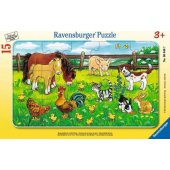 Puzle 15 Farm Animals on the Meadow
