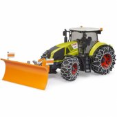Claas Axion 950 with snow chains and snow blade