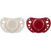 Silikoninis čiulptukas 6-12m raudonas/ baltas