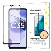 Visiškai klijuojamas grūdintas stiklas Realme C35, juodas
