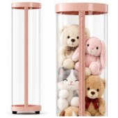 Organizer for Plush Animals and Toys on Wheels with LED Lights Pink 12